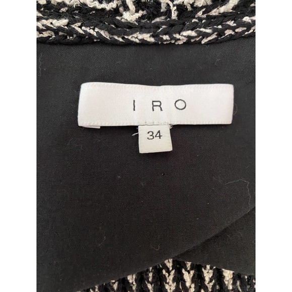 IRO Azure Tweed Boucle Open Jacket Blazer Black White Frayed Fringe Size… - Picture 7 of 8